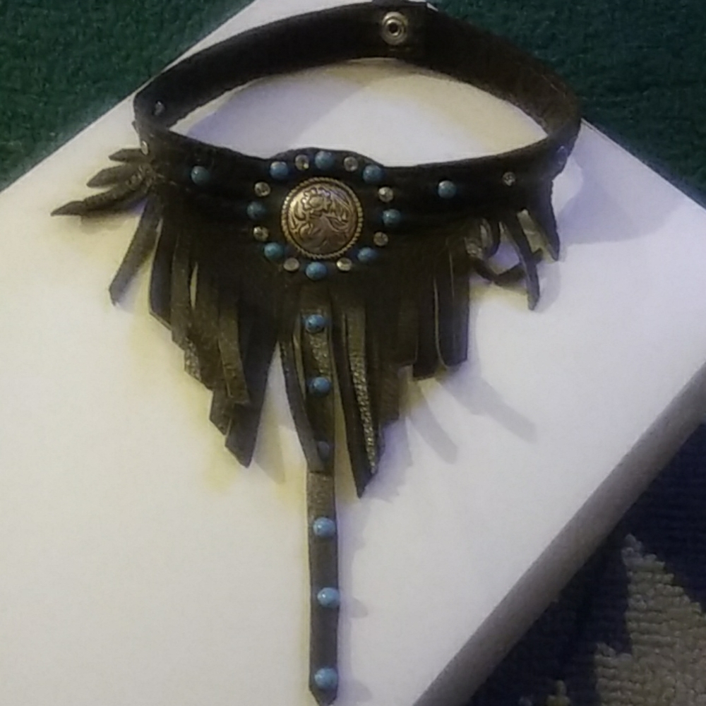 Native American Accent Leather Choker View 2
